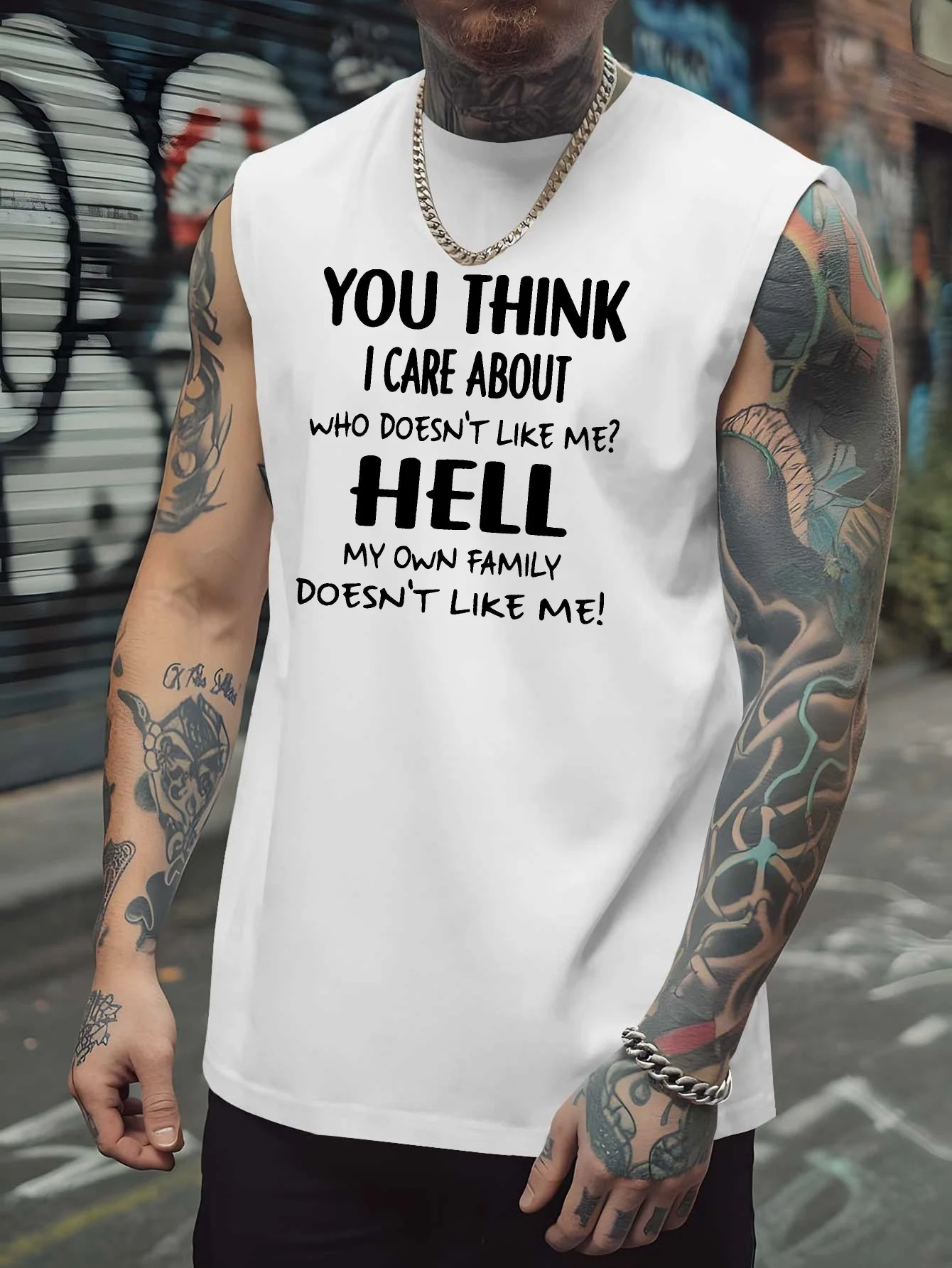 

Мужская майка без рукавов с забавными надписями - топ для фитнеса и уличной моды с сатирическим текстовым принтом