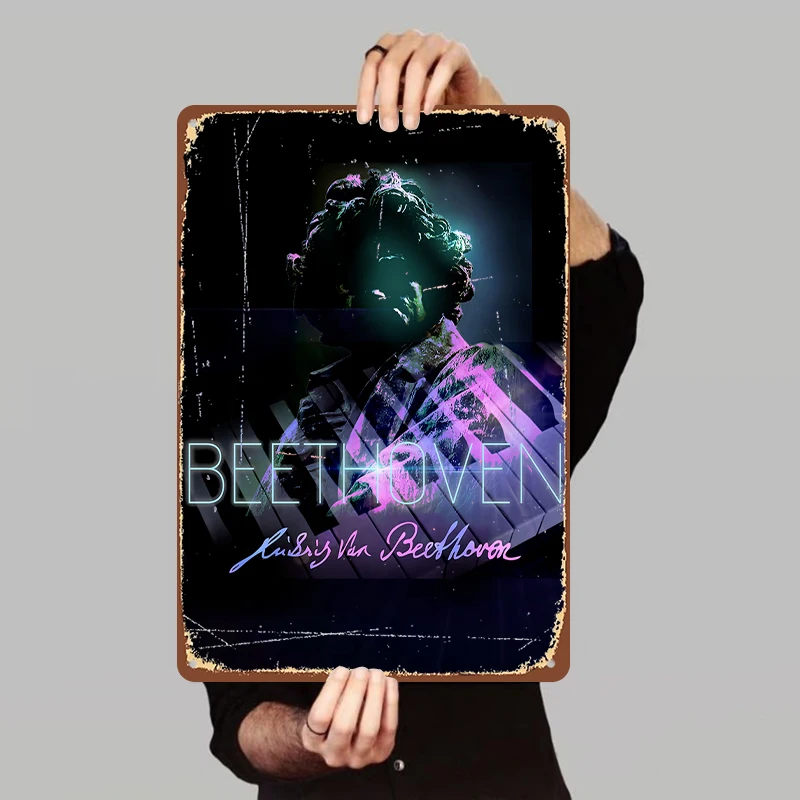 Custom Beethoven Piano Art Metal Wall Decor Music Theme Iron Painting Home Decoration Gift