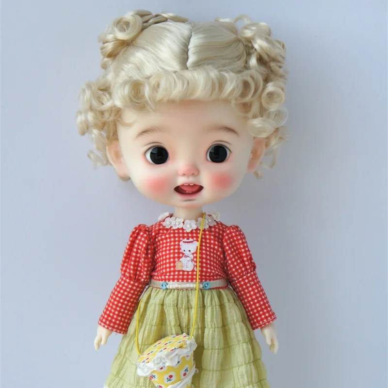 JD048 Classical Twins Mini Pony Curly Synthetic Mohair BJD Wig OB11 1/12 1/8 1/6 1/4 1/3 Full Sizes Doll Accessories