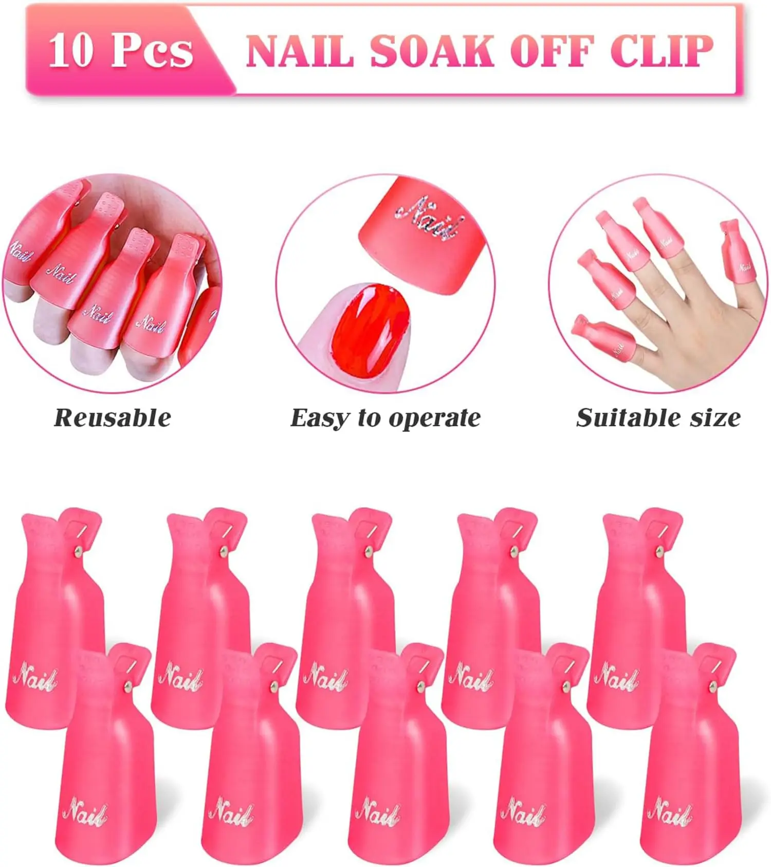 LULAA 10Pcs/16Pcs Plastic Acrylic Nail Art Soak Off Cap Clip UV Gel Polish Remover Wrap Tool Gel Nail Polish Remover Clips