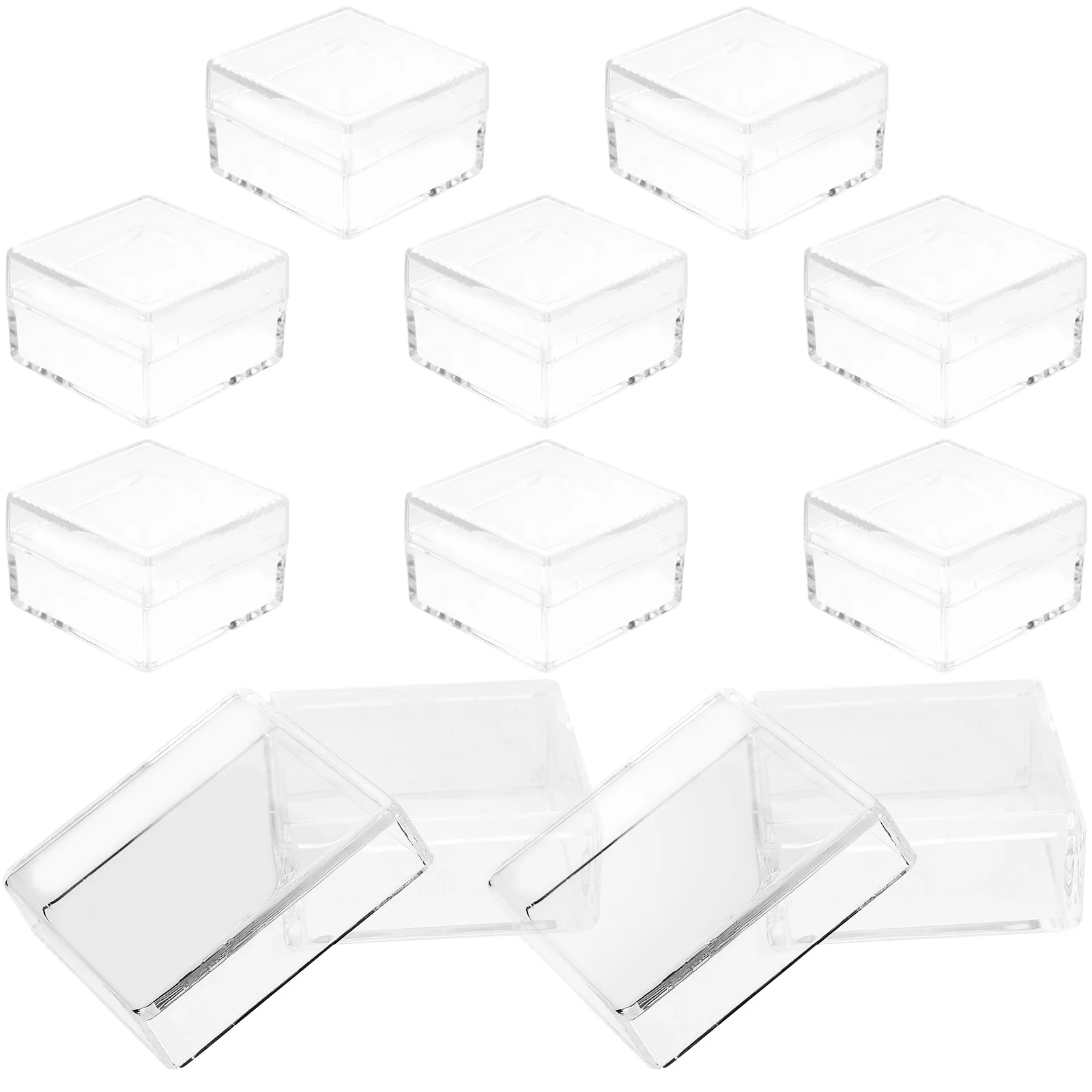 10 Pcs Box Display Case Transparent Mineral Showcase Room Cabinet