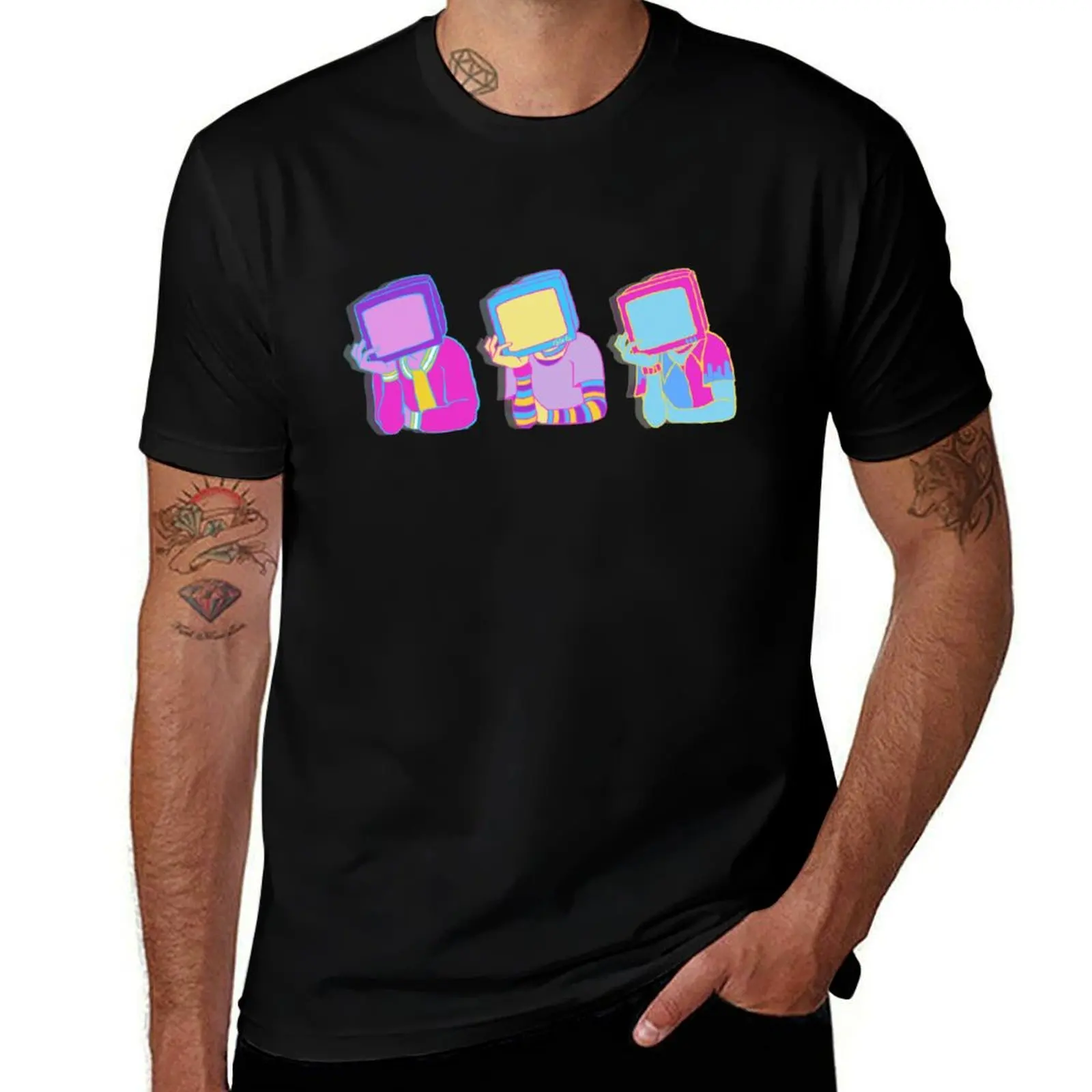 Neon Tv Heads T-Shirt man clothes anime tshirt anime figures graphic t shirts mens clothes