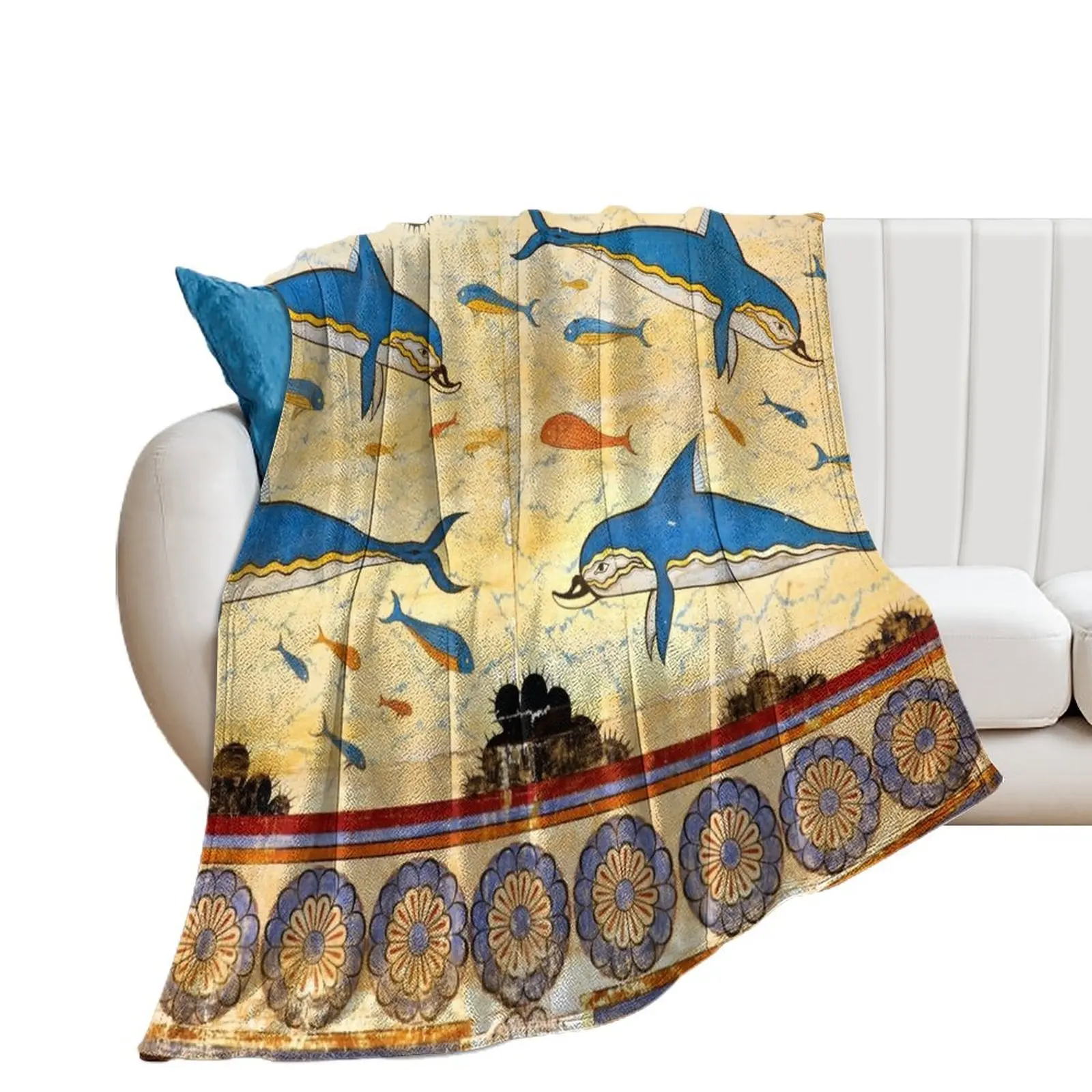 The Minoan Dolphins Throw Blanket Blankets For Sofas Decorative Throw Giant Sofa Blankets