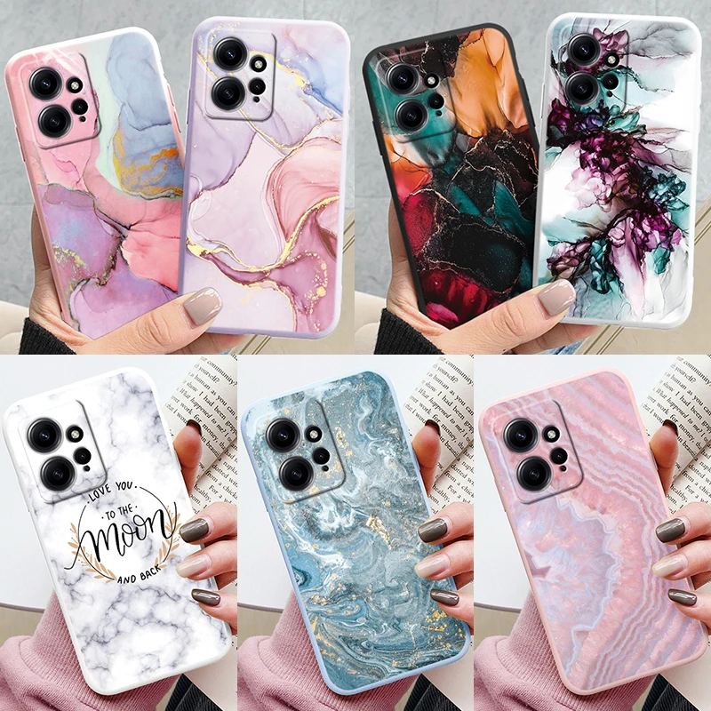 Case For Redmi Note 12 4G Cover Watercolor Painting Marble Pattern Shell Soft TPU Ink Painted Coque For Xiaomi Redmi Note12 Capa