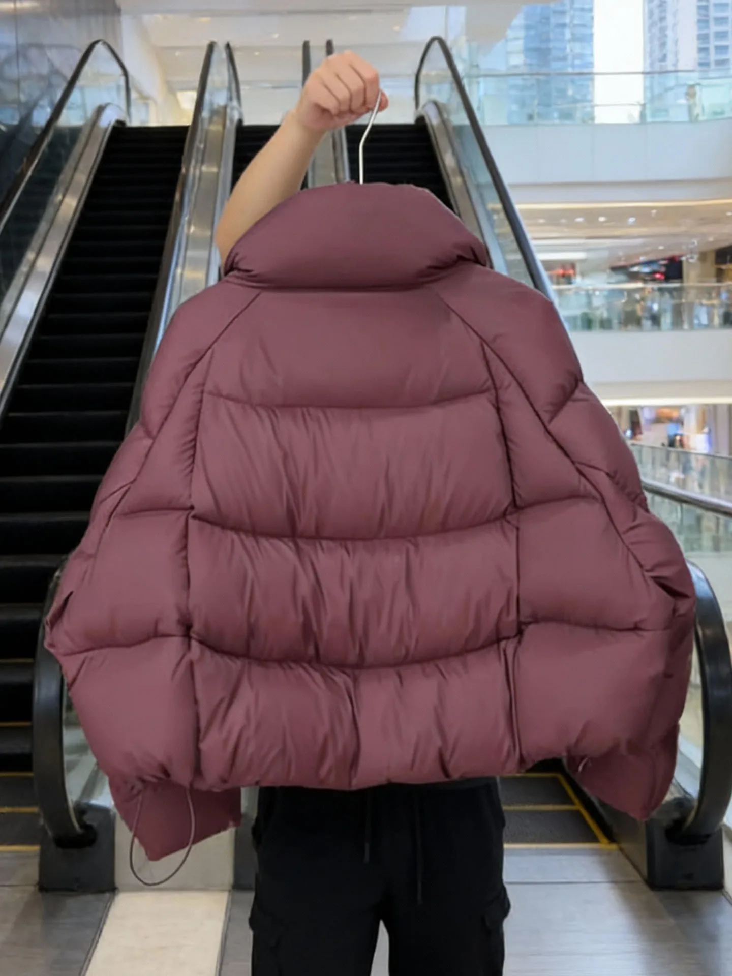 Sli ort Puffer Jaet Abrigo mullido rojo vino para mujer coreano Sle Commute Faion cintura alta largo Sve cremallera calidez