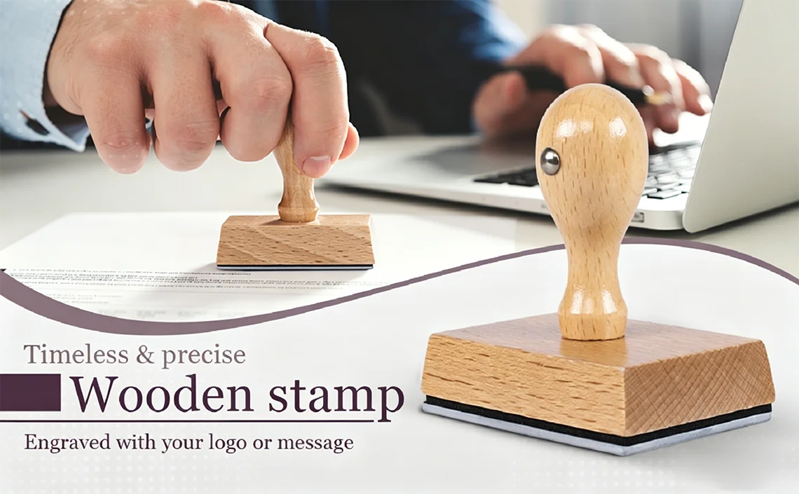 Personalisierter Holzstempel mit Logo und Text, Klarer Adressstempel für Unternehmen oder Basteln – Detail 9