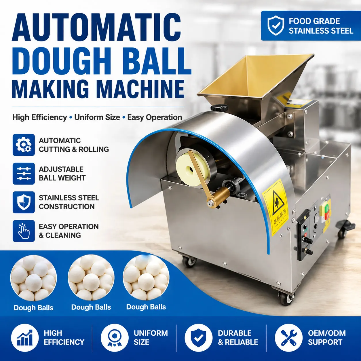 Small Automatic Dough Divider Machine Compact Dough Ball Cutter And Rounder For Commercial Bakery