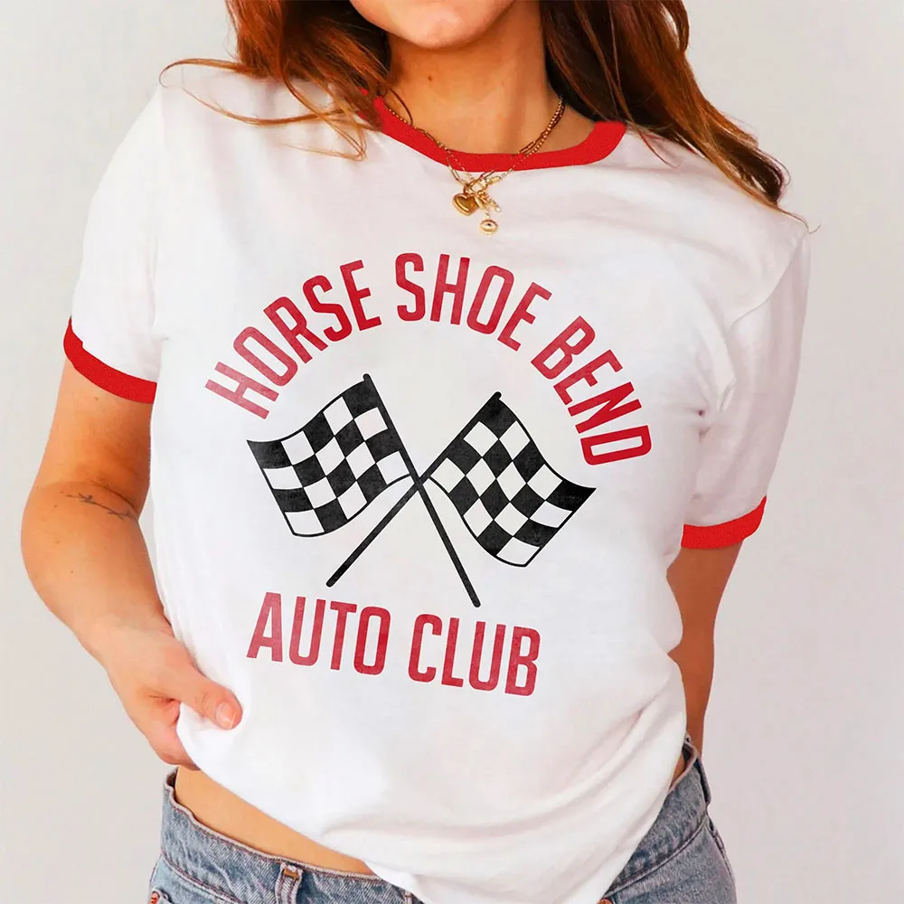 Horse Shoe Bend Auto Club Shirt Project Hail Mary Cosplay T-shirt Red Ringer Design Graphic Tees Loose Casual Men Women Merch