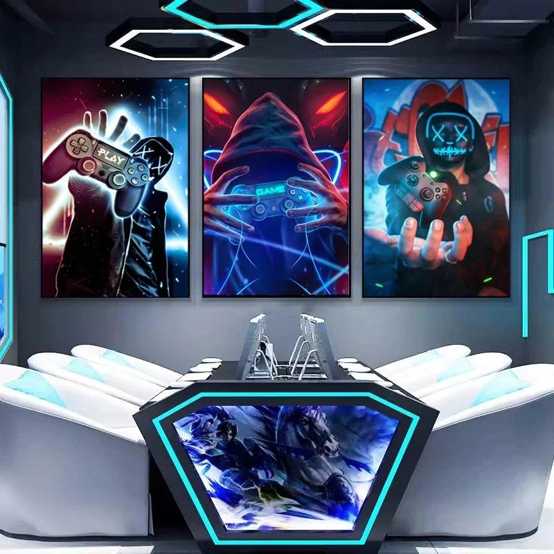

Картинки, геймерский подарок для мальчиков, декор детской комнаты, холст, картины, игровой зал, геймпад, постеры в стиле панк и принты, настенное искусство