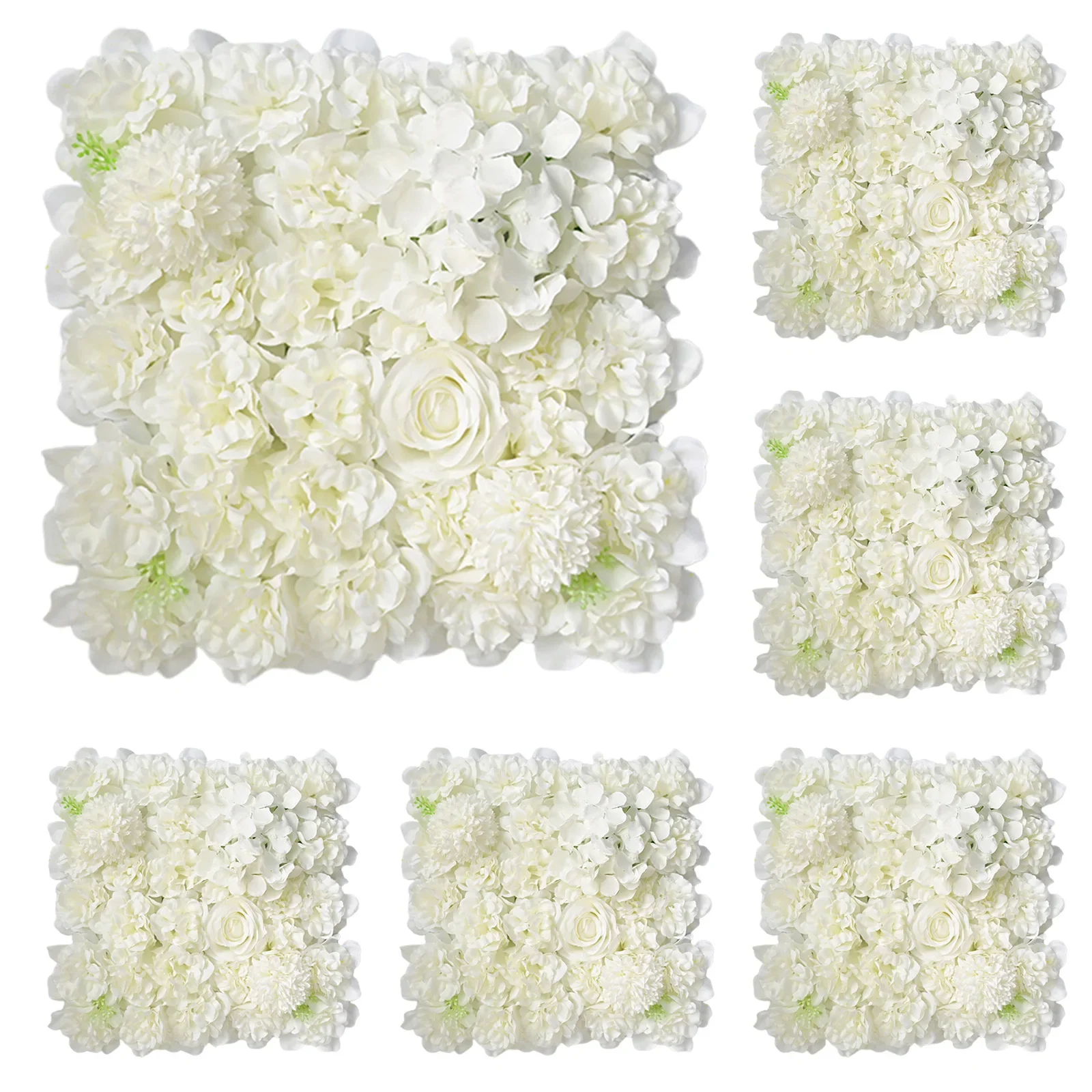 

6PCS/Lot Artificial Flower Wall Panels White Rose Artificial Flower Wall Backdrop For Flower Wall Decor Wedding Party Decoration