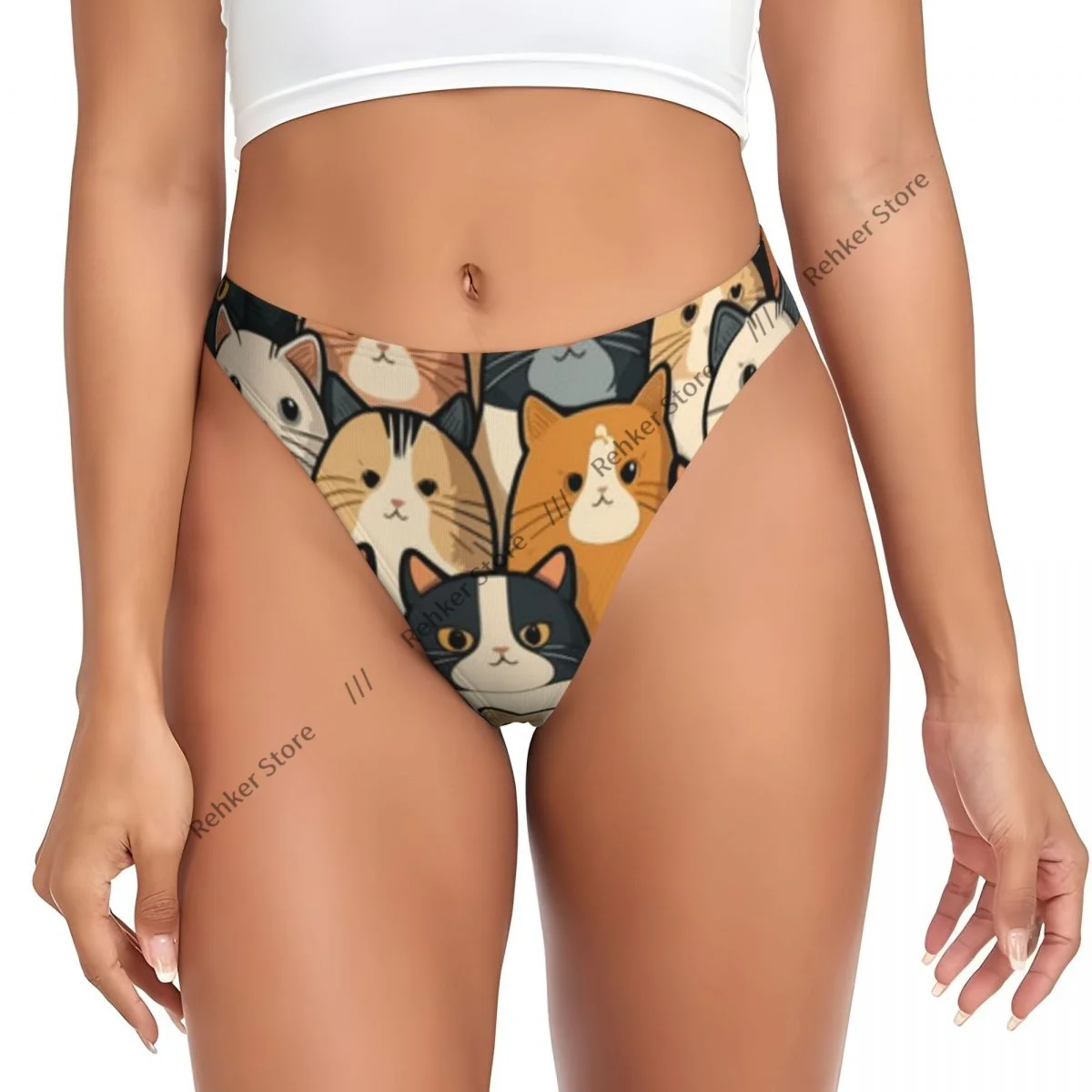 

Sexy G-string Thongs Women Panties Cartoon Cats Pattern Underwear Lingerie Tanga