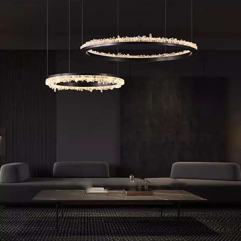 Imagem -04 - Led Dimmable Pendurado Lâmpadas para Sala de Jantar Iluminação Chandelier Suspensão Luminária Cristal Oval Black Series k9