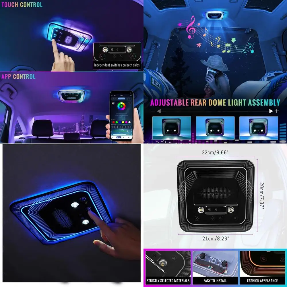 

Adjustable RGB LED Dome Light with Touchscreen, Car Interior Ceiling Lamp, Door Trigger, and Ambient Roof Lighting