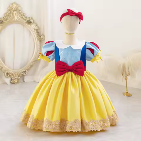 Baby Snow Princess Cosplay Dress Girl Princess Dresses Toddler Girls 1st Birthday Wedding Dress Girls Fashion Evening Prom Gown