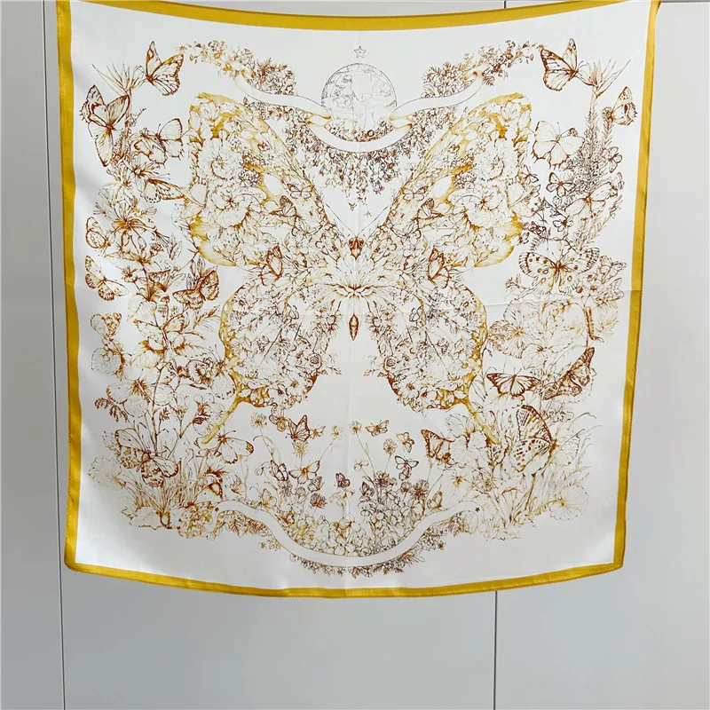 

Butterfly Silk Scarf Women Mulberry Shawls Foulards Femme Luxury Designers Square Bandanas Belt Neck Accessories Gift