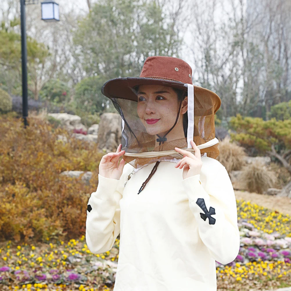 

3pcs Beeproof Cowboy Full Face Protector Zipper Neck Cover Beekeeping Veil Breathable Hat Protective Gear Garden Supplies Bee