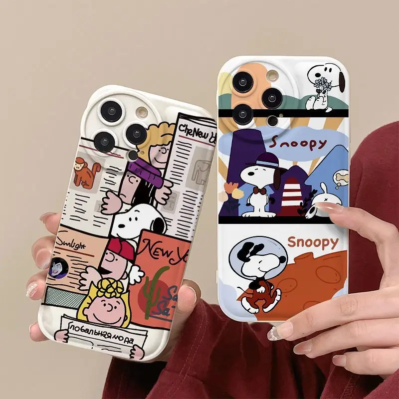 Snoopy Anime astronaut puppy charlie brown cartoon Phone Case For iPhone 15 14 13 12 11 Pro Max Xr X 7 8 14 Plus Case Cute Cover