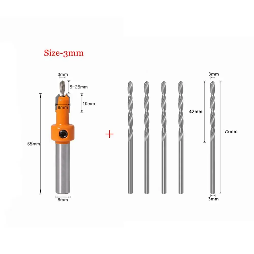 Imagem -03 - Broca Escareada Grupo Wood Router Bit Fresa Brocas de Torção para Madeira 2.8 mm mm 3.2 mm 3.5 mm mm mm Pcs