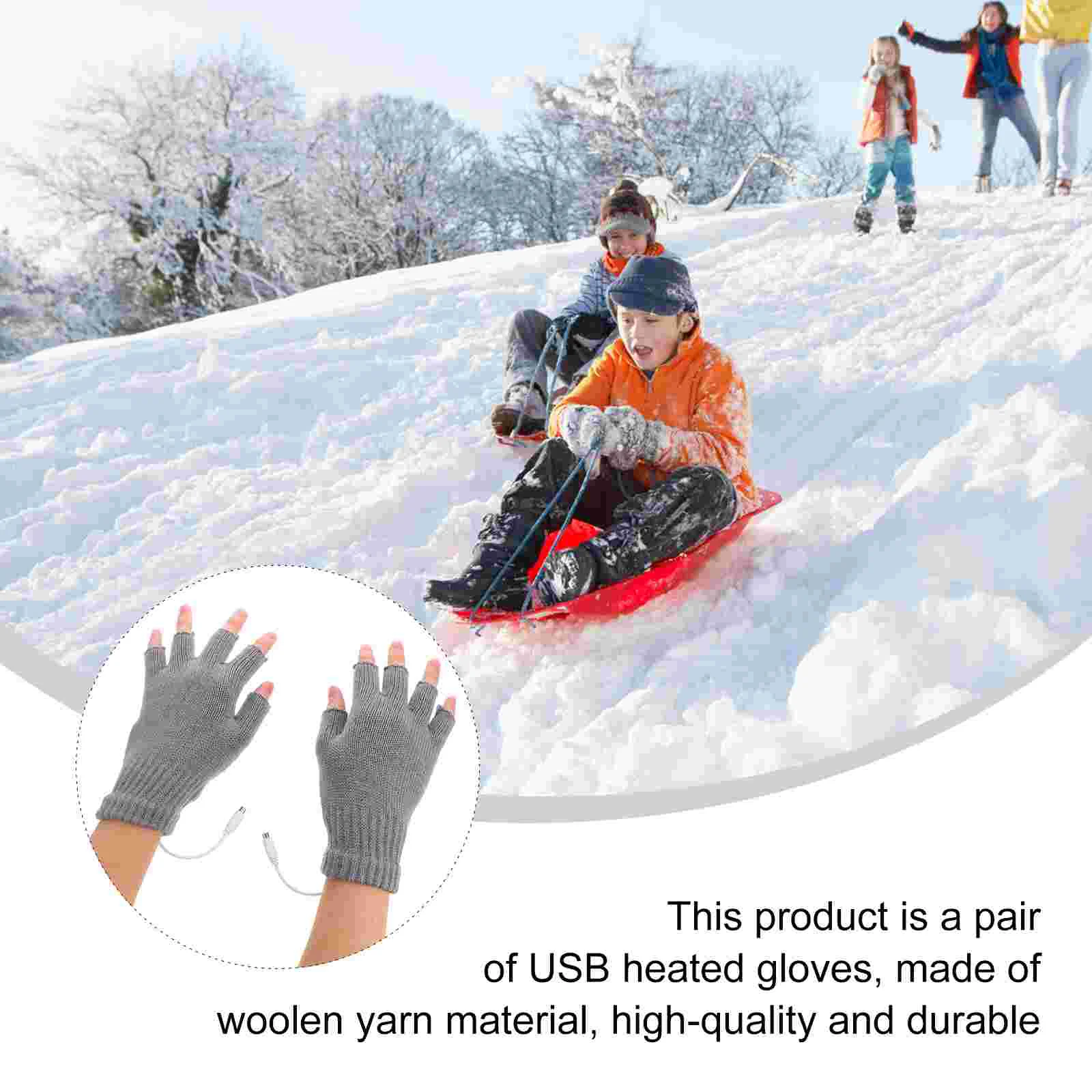 USB Heated Gloves Heating Laptop Fingerless Half or Full Warm Knitting Unisex Electric Women Mitten