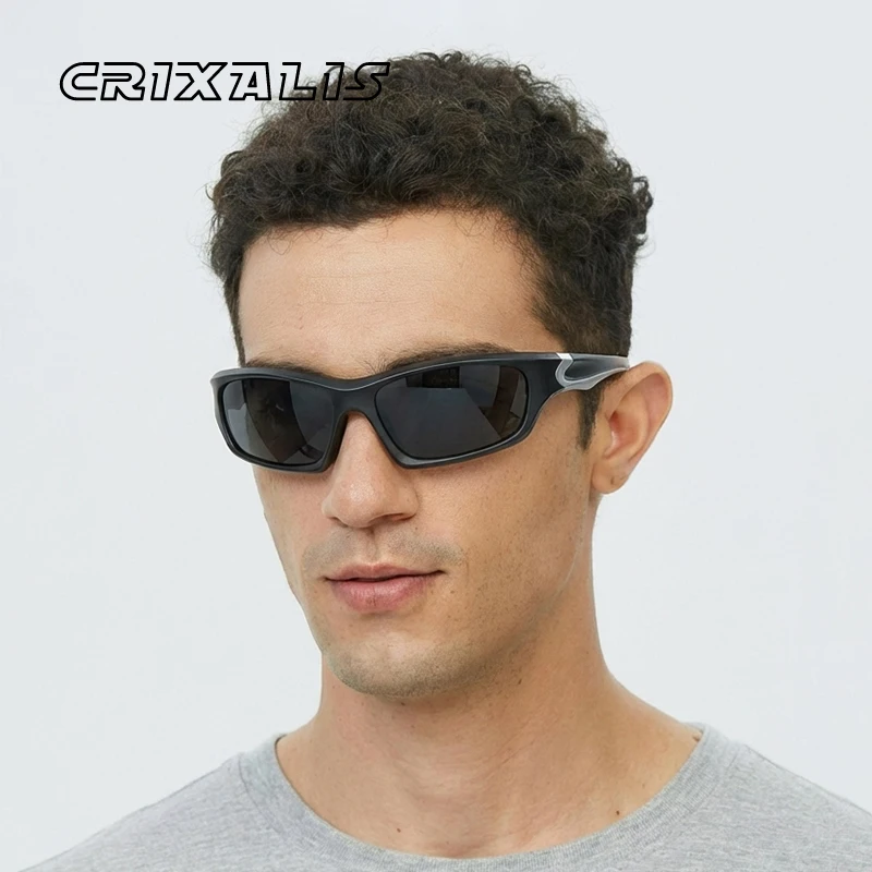 CRIXALIS Rechteckige Sonnenbrille mit UV400-Schutz für Angel-, Rad- und Outdoor-Aktivitäten für Männer und Frauen