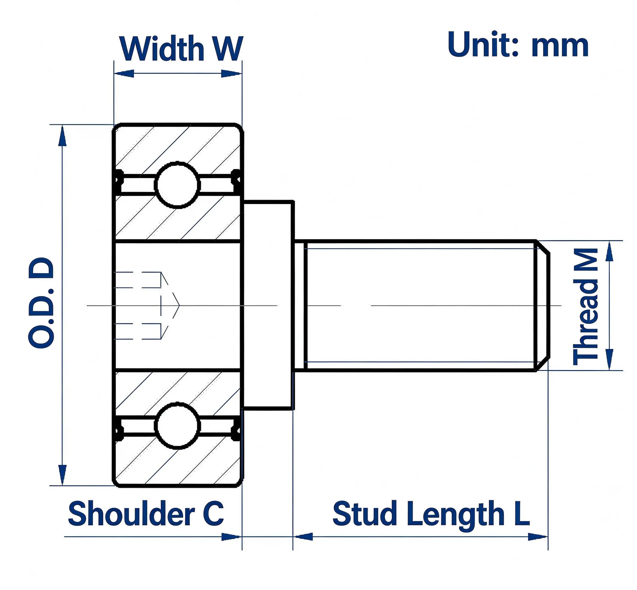 304 Stainless Steel External Thread Bearing JS Series M3/M4/M5/M6/M8/M10/M12 Stud Roller Track Guide Wheel for CNC 3D Printer