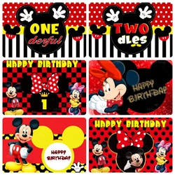 Disney Cartoon Mickey Mouse Kids Happy Birthday Backgrounds Decors Vinyl Cloth Party Backdrops Baby Shower Banner Decoration