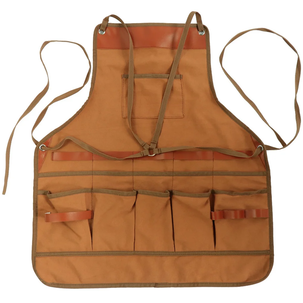 

Men Heavy Duty Canvas Apron Work Adjustable Straps Multipockets for Camping Grilling Cooking Bbq Outdoor Barbecue Apron