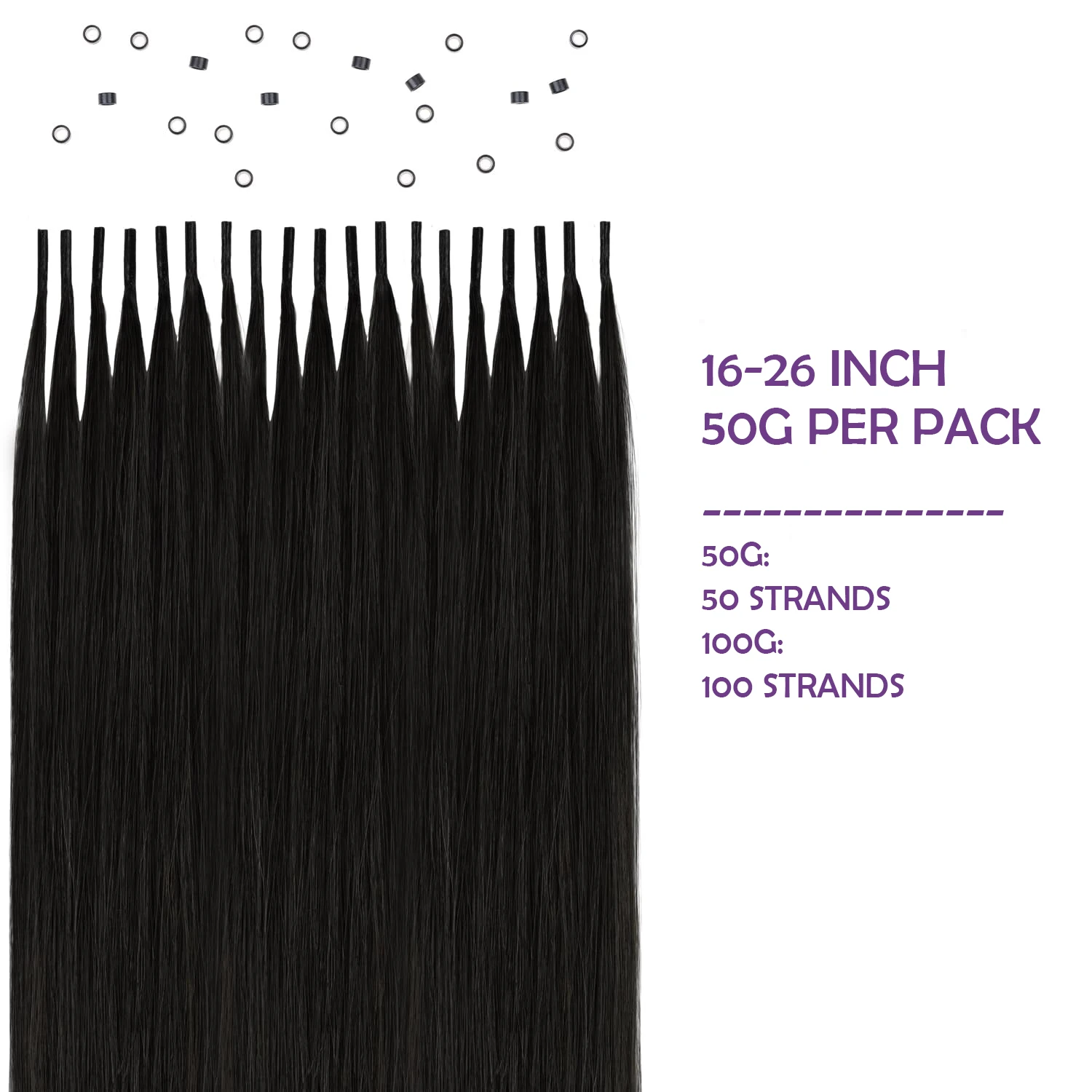 #1B Natural Color I Tip Extensions Real Human Hair Straight Natural Black 100% Remy Itip Human Hair Extensions Invisible Itips