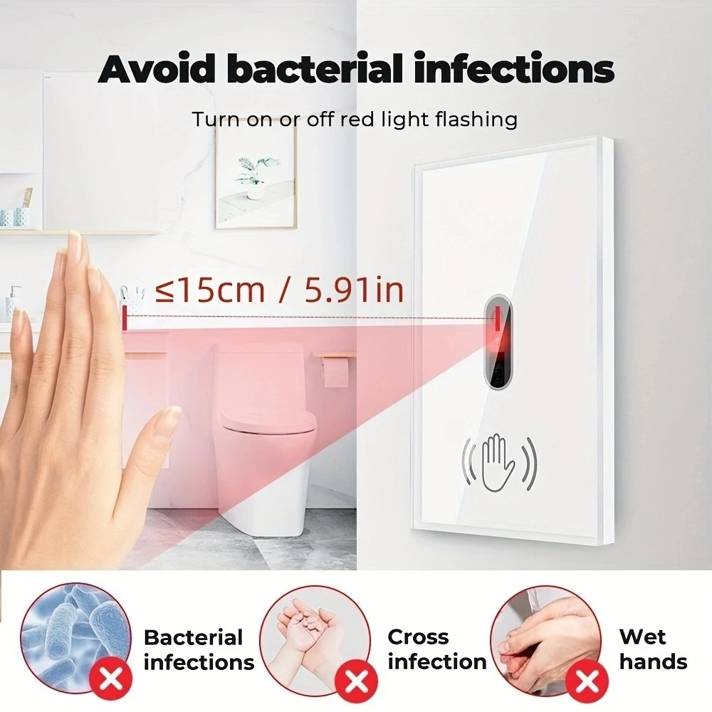 1 قطعة مفتاح الإضاءة الجدار موجة الأشعة تحت الحمراء مستشعر الأشعة تحت الحمراء لا حاجة اللمس الولايات المتحدة 220 فولت 110 فولت لوحة شاشة زجاجية الطاقة الكهربائية على قبالة مصباح #6