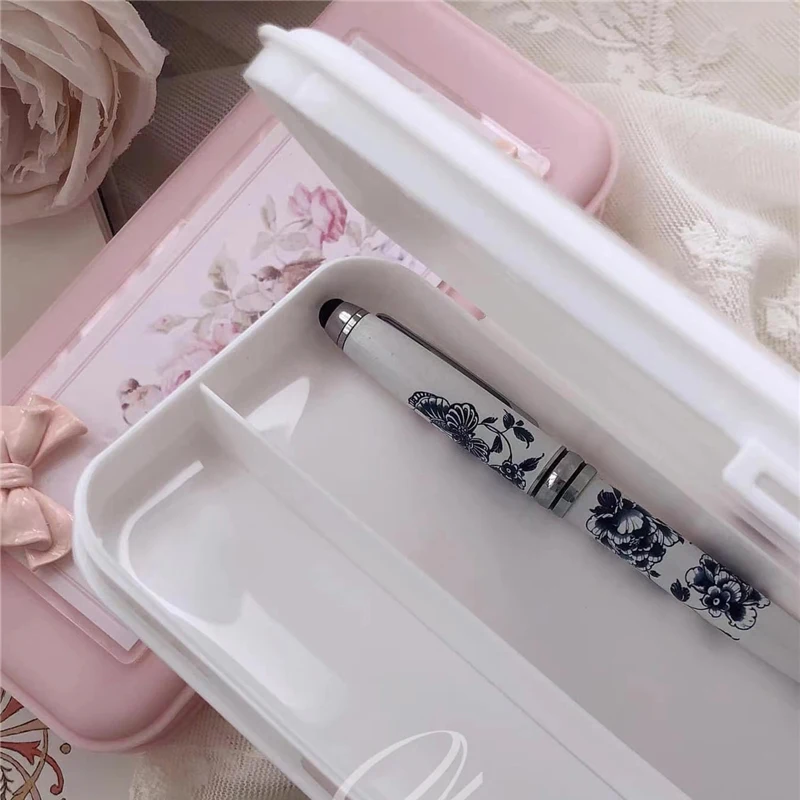 Korean Stationery Box New Girls Makeup Brush Storage Box Elegant Pink Bow Retro Room Decor Student Supplies Storager Organizer