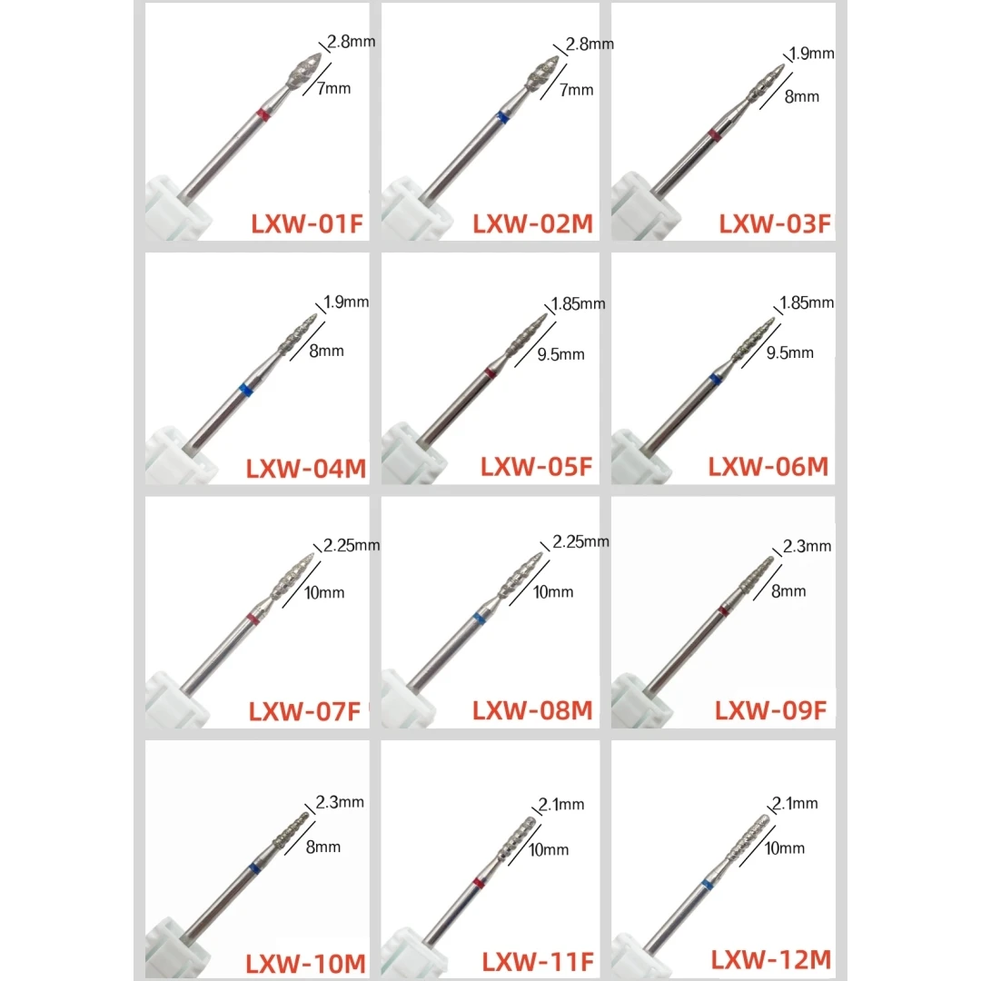 1Pcs 20 Type Tornado Flame Diamond Nail Drill Bit Milling Cutters Pedicure Diamond Burrs for Electric Polisher Accessories Tools