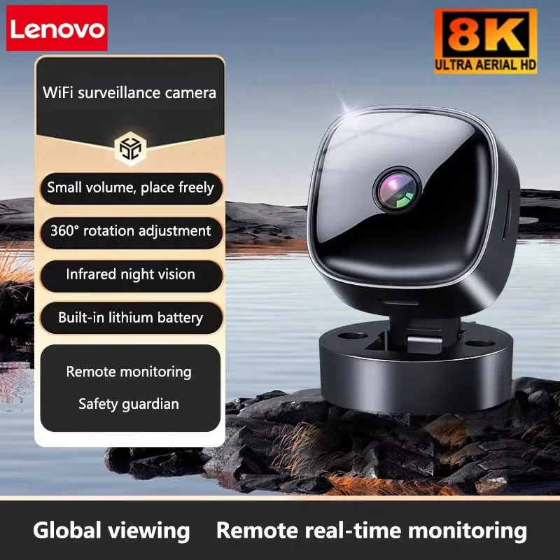 

Lenovo 4K 360 ° Rotating Mini WiFi Camera New Security Monitoring High Definition No Need for Plug in Night Vision Smart Home