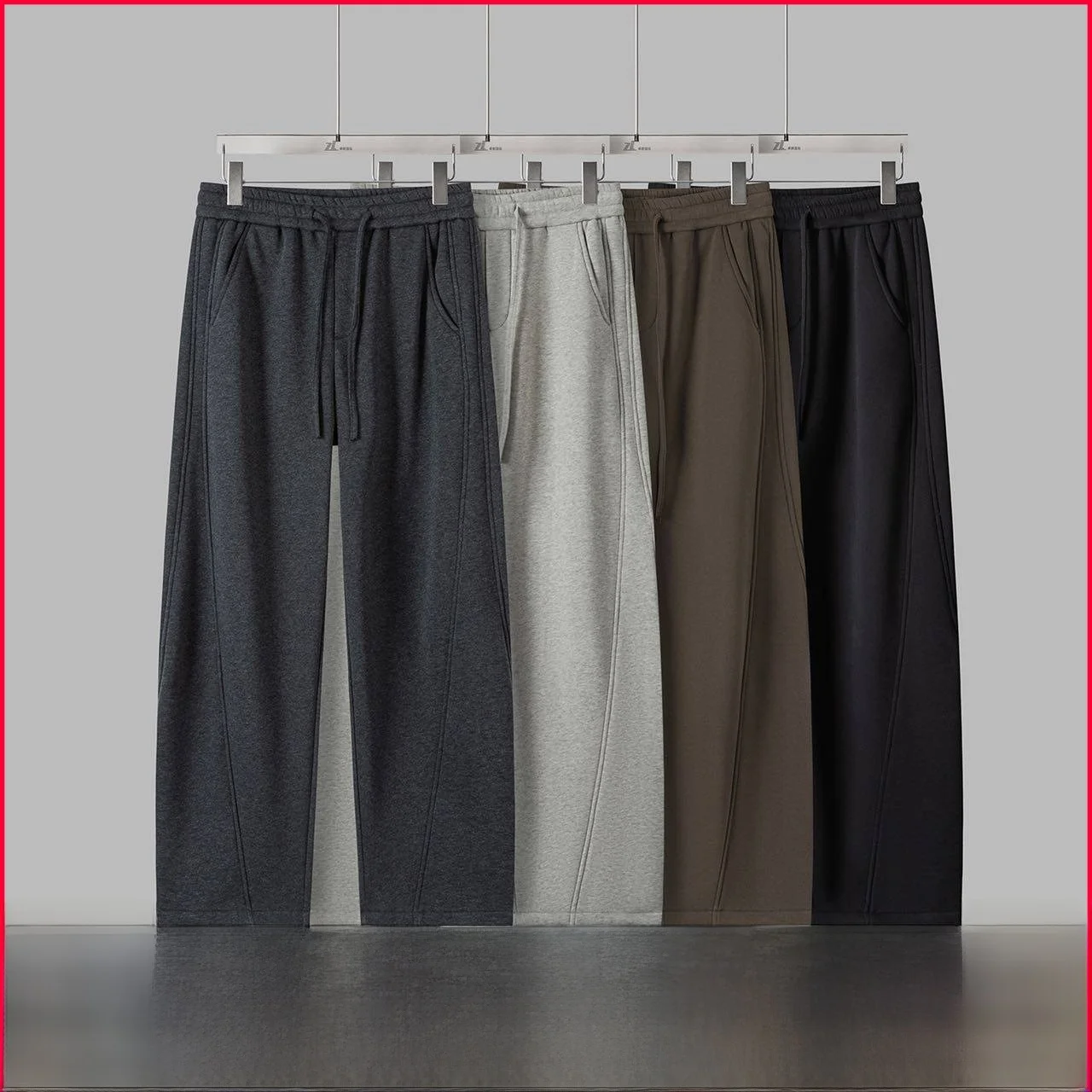 

Thiened Cosite Fce Warm Not Puffy Winter Men's Straight Leg Casual Sweatpants Elastic Waist Youth Trendy Color