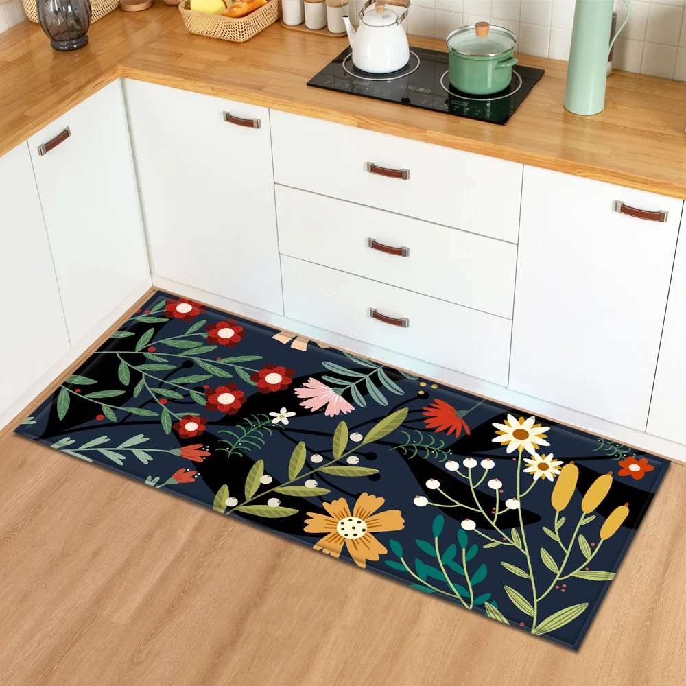 3D Print Peony Flower Pattern Living Room Rugs Home Decor Kitchen Floor Mat Entrance Carpet Door Mat Non-slip Bathroom Mat Tapis