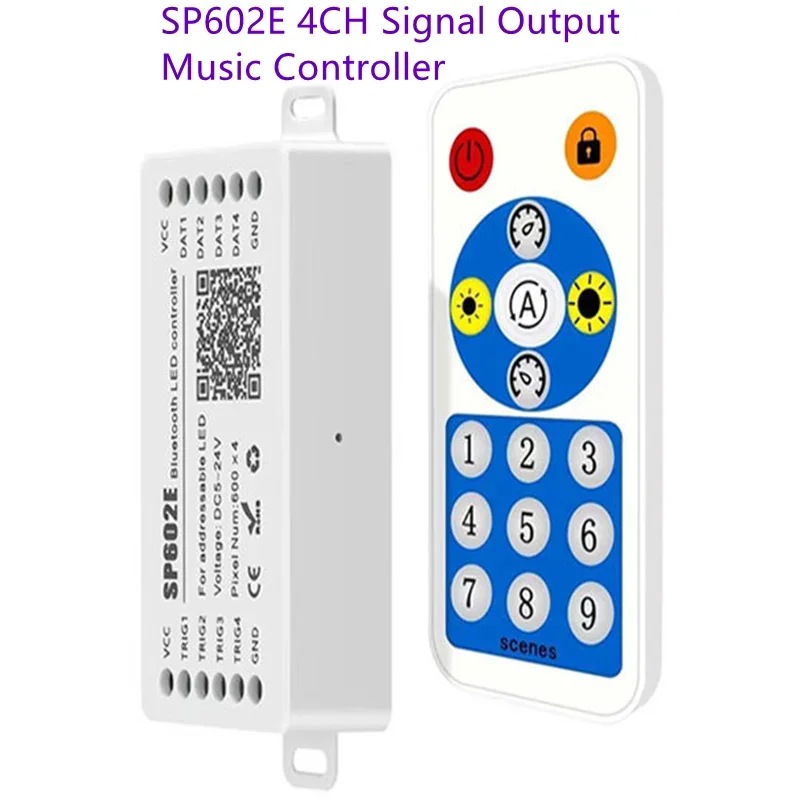 

SP602E 4CH Output Bluetooth Pixel Led controller DC5-24V Addressable With Remote WS2811/2815 LED Strip IOS Android Bluetooth App