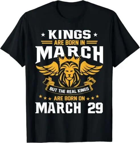 Футболка с подарками на 29-й день рождения Real Kings Are Born On, S-3XL Футболка с подарками на 29-й день рождения Real Kings Are Born On, S-3XL