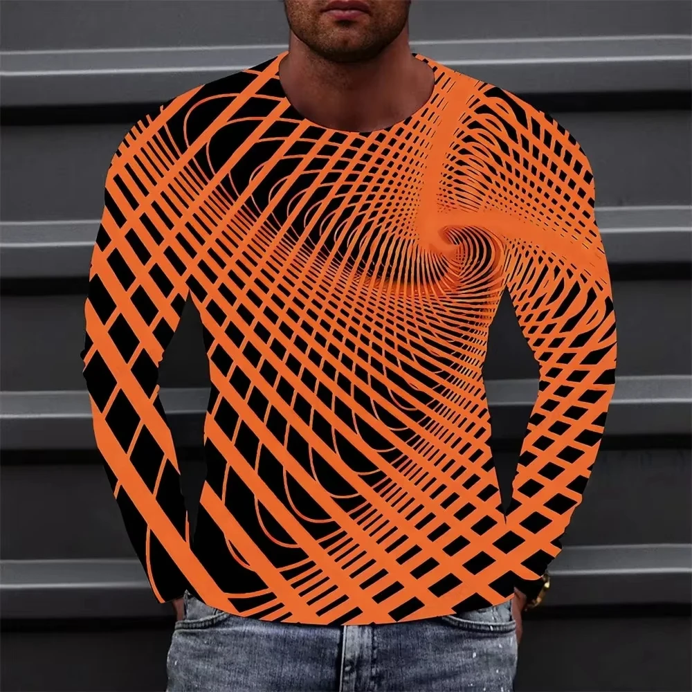 Men's Long Sleeve T-shirt 3d Vertigo Print Tshirt Men Women Fashion Three dimensional Graphic T shirt New Loose Tops Tees Dizzy