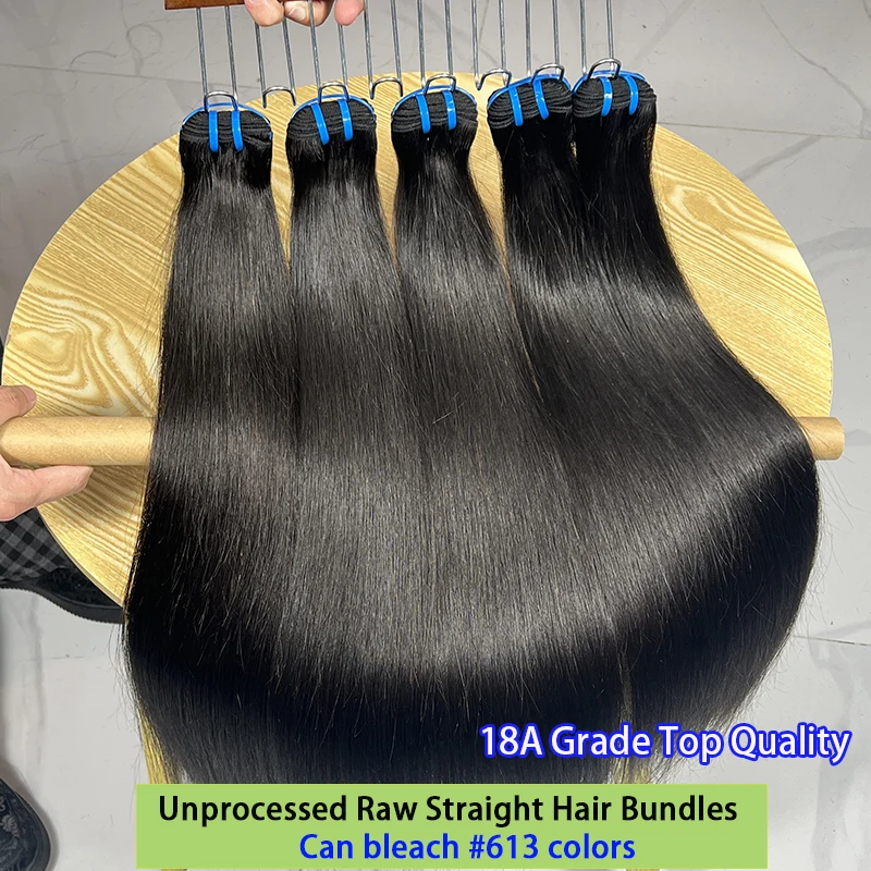 

18A Необработанные девственные прямые пучки человеческих волос Вьетнамские пучки необработанных волос Натуральные черные необработанные пучки волос Полные