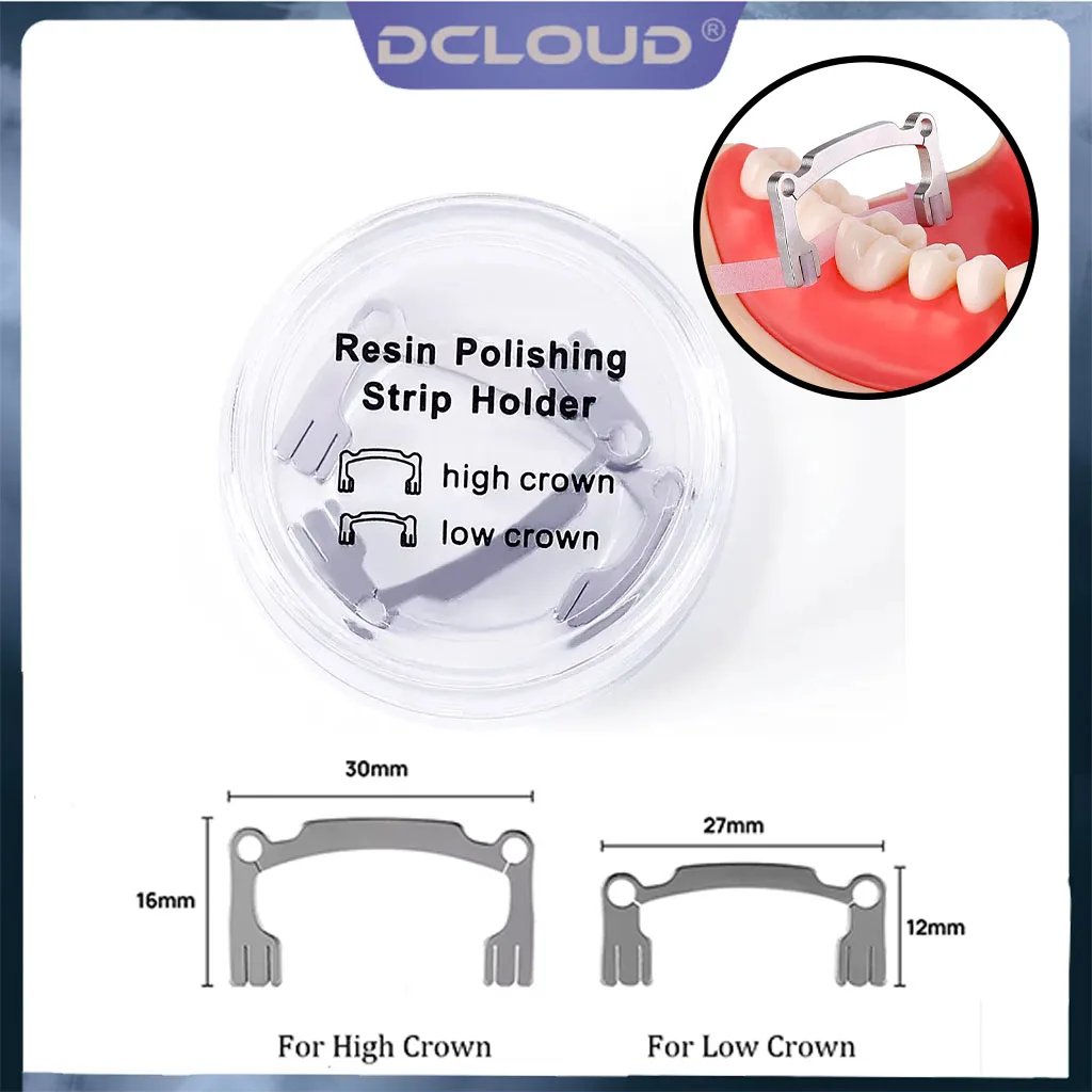 

DCLOUD 2Pcs/Set Dental Polishing Strip Holder Set For Resin Teeth Grinding Sanding Shaping Autoclavable Metal Low/ High Crown