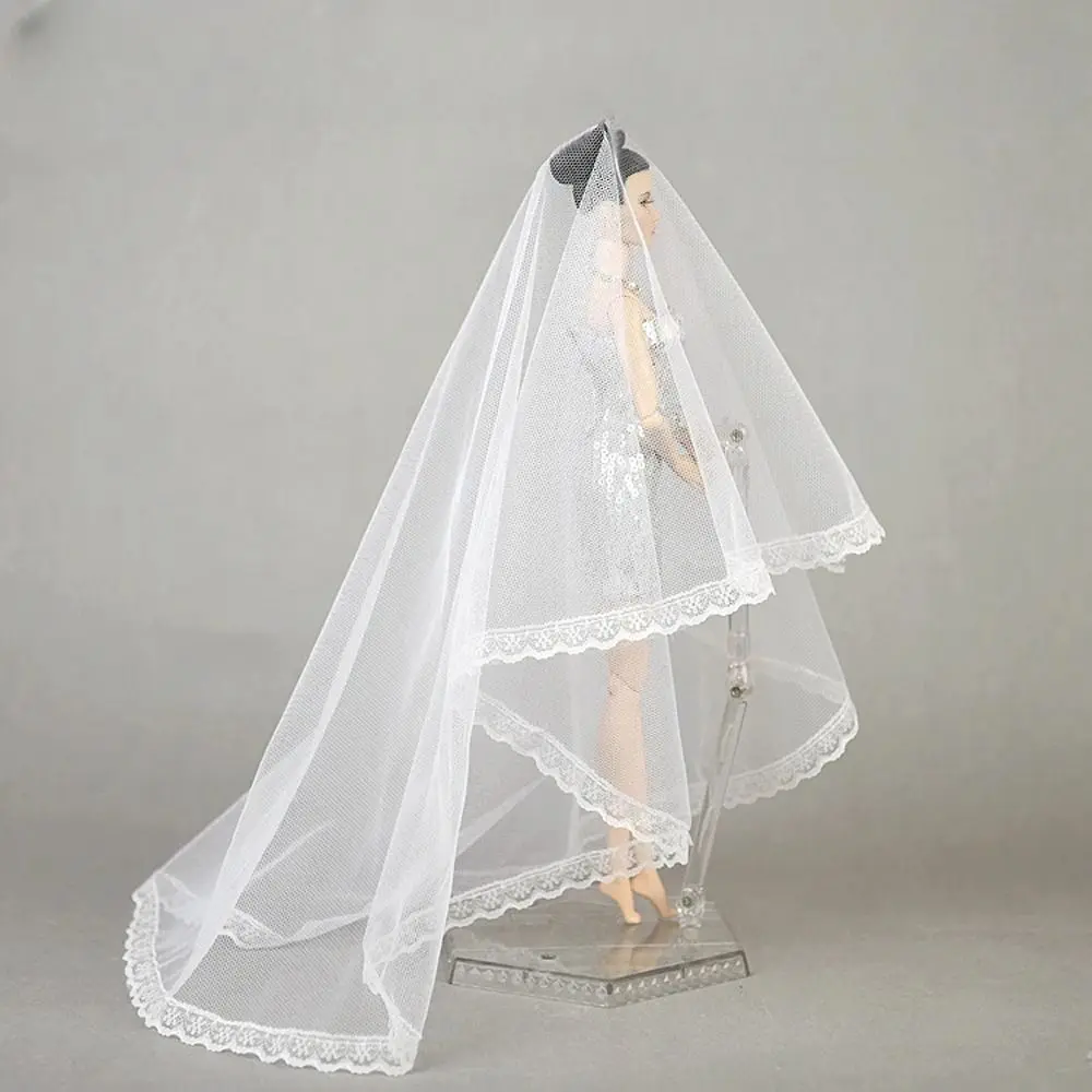 

Fashion Headwear Doll Veil Bridal White Doll Lace Veil Long Round Doll Wedding Veil DIY Toys