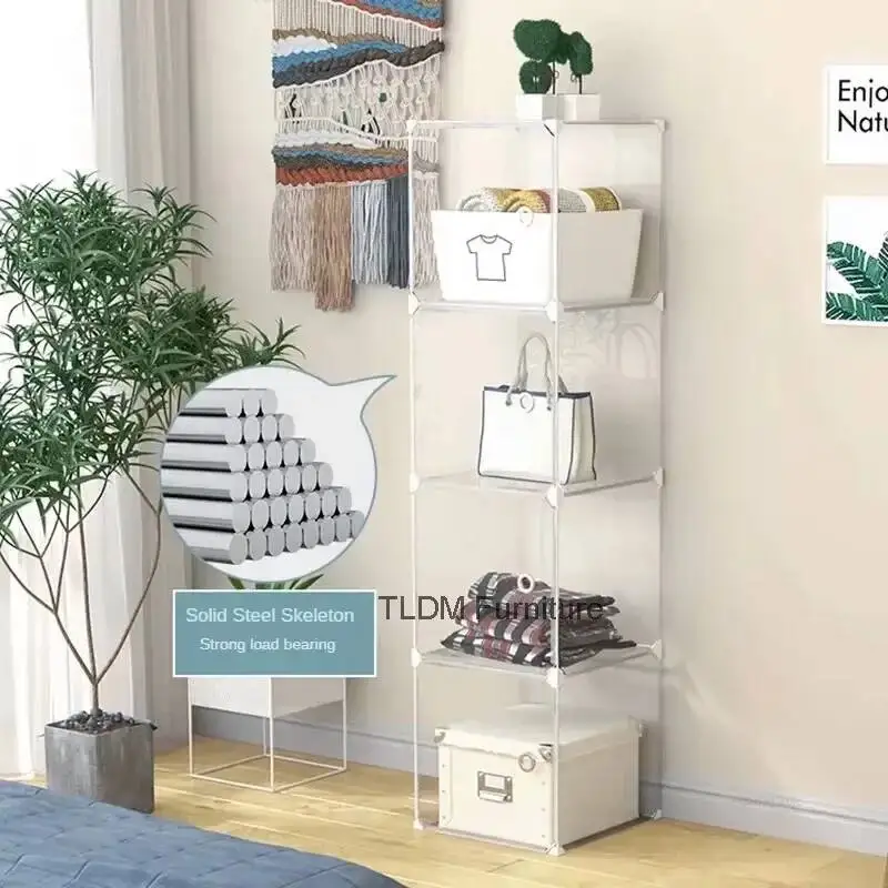 Immagine 6: Armadi Trasparenti Moderni per Camera da Letto e Soggiorno, Contenitore di Stoccaggio Semplice in Plastica, Armadio Piccolo per Casa e Dormitorio E Z