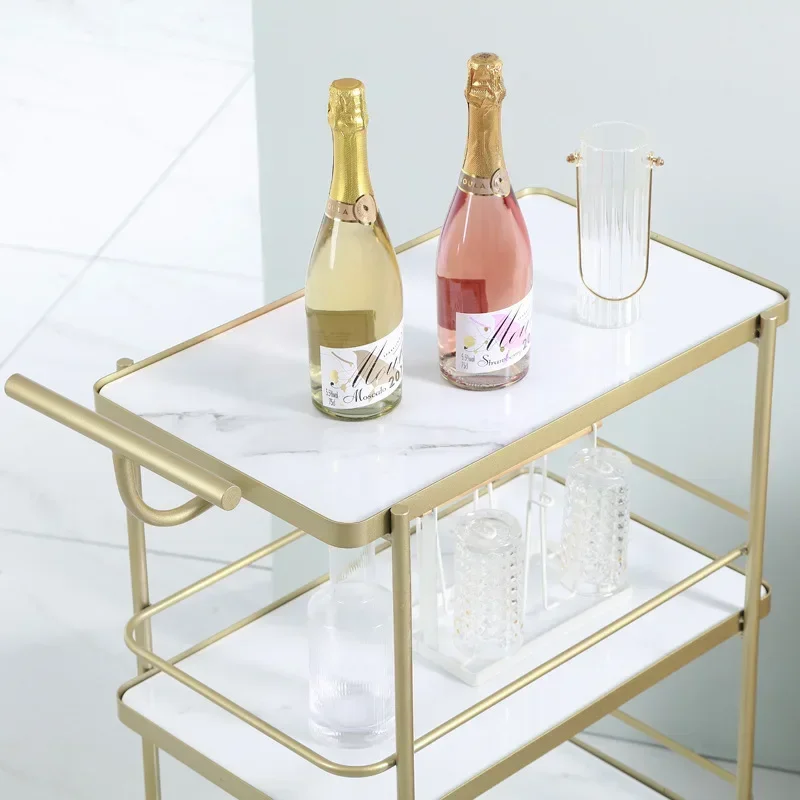 TQH7.2 Modern Mobile Food Cart Wine Internet celebrity trolley Family tea cart Light luxury restaurant food delivery cart