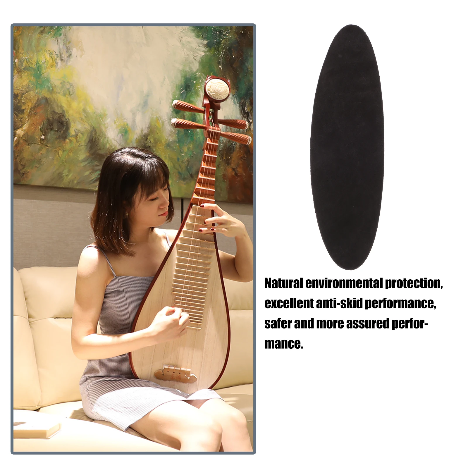 1 pçs tapete de couro antiderrapante para pipa erhu alaúde estabilizar instrumentos leve portátil sem proteção contra danos almofada antiderrapante