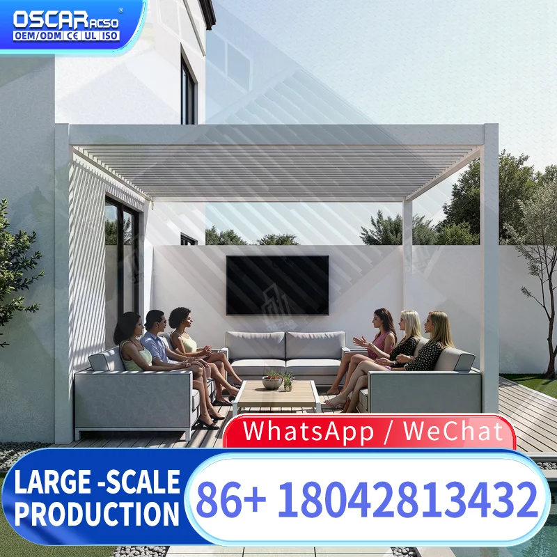 Waterproof 4x3 4x4 Bioclimatic Louvre Outdoor Aluminium Gazebo for Garden Patio Backyard pergola