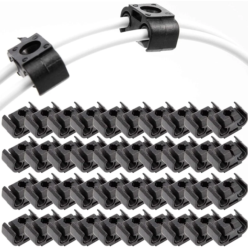 40PCS 2 Point Brake Pipe Line Retaining Clip Holder Bracket 811611797 Double Conduit Base Brake Cable Clip 4.75Mm Black