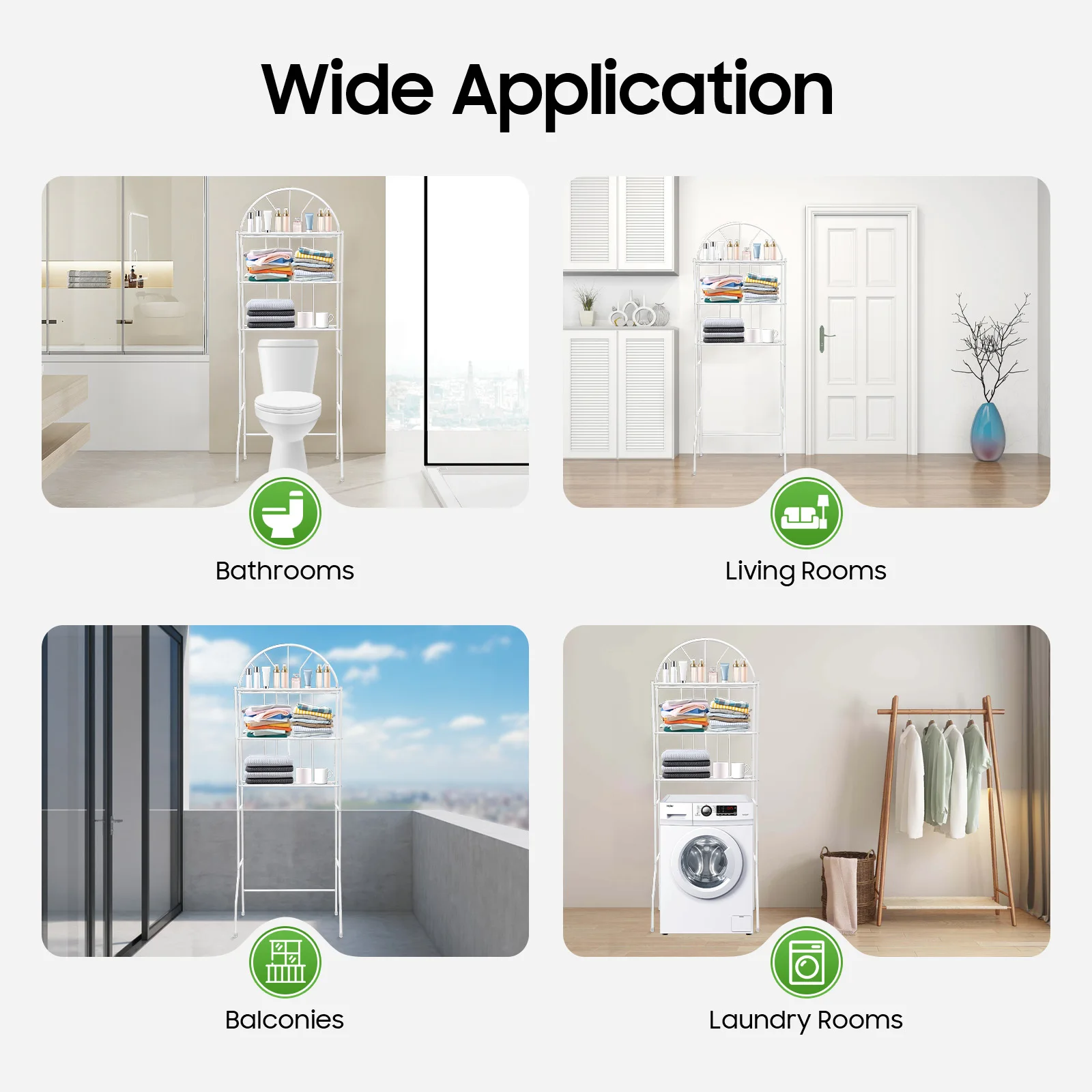 رف مرحاض من 3 طبقات، منظم تخزين فوق المرحاض، رف حمام معدني عالي التحمل بوزن 55 رطلًا مع منصات كبيرة #6