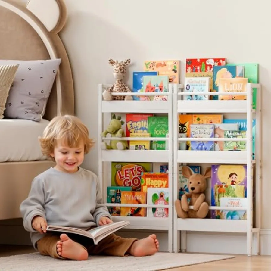 

Bookshelf - Wall Mounted 6-Tier Book Shelf for Rooms Behind the Door Bookshelf for Baby/Toddler 15" W Corner Wall Book Shelf fo