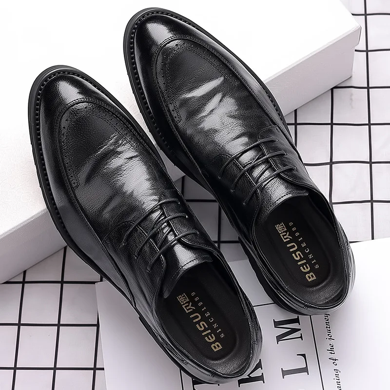 Casual Men’s Oxford Shoes Trend Leather Brogue Dress Shoes Classic Business Formal Shoes for Man Handcrafted Mocassin Homme