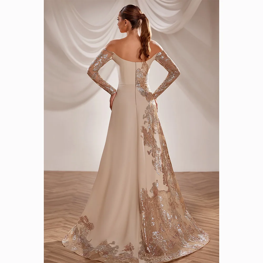 Robes de soirée élégantes, épaules dénudées, manches longues, style sirène, longueur au sol, robes de bal, personnalisées, 2025