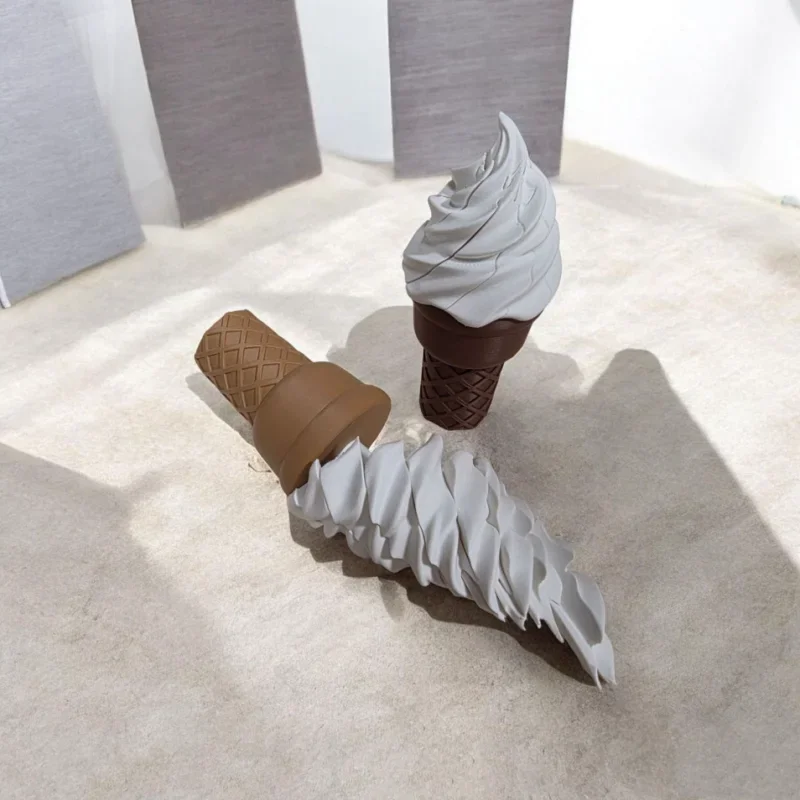 3D Printed Ice Cream Retractable Sword Simulated Dessert Telescopic Toy Creative Fidget Stress Relief Prank Props Novelty Gift